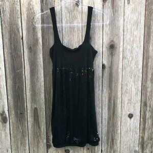 Piko 1988 Anthropologie Black Sequin Sleeveless Midi Tank LBD Dress Medium